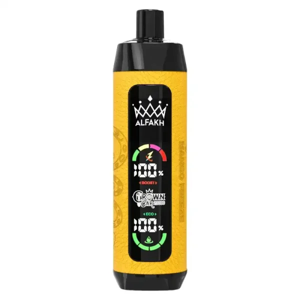 Al Fakher Crown Bar 20K (20000) Puffs Disposable Vape 30ML E-liquid Capacity LCD Screen Leather wrap Rechargeable 6 ALFAKH CROWN BAR 20000 Puffs disposable vape