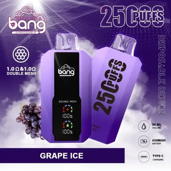 Bang 25K(25000) Puffs LCD Display 30ml E-liquid 650 mAh Battery 0% 2% 3% 5% Nicotine Disposable Vape