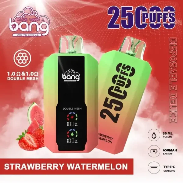 Bang 25K(25000) Puffs LCD Display 30ml E-liquid 650 mAh Battery 0% 2% 3% 5% Nicotine Disposable Vape