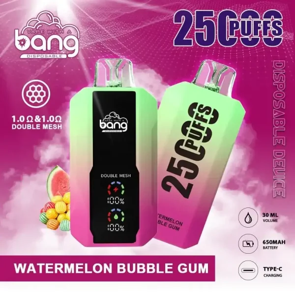 Bang 25K(25000) Puffs LCD Display 30ml E-liquid 650 mAh Battery 0% 2% 3% 5% Nicotine Disposable Vape