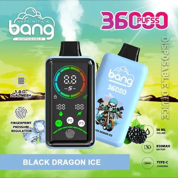 Bang 36K(36000) Puffs Advanced Fingerprint Full Screen 0% 2% 3% 5% Nicotine 36mL E-liquid Smart Full-Screen Display Disposable Vape