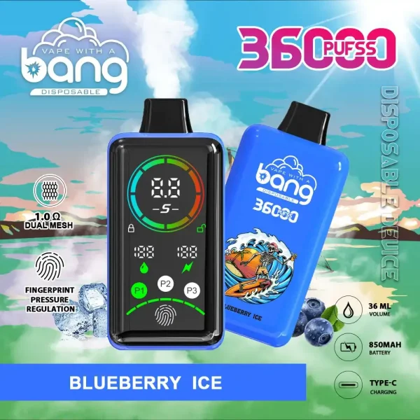 Bang 36K(36000) Puffs Advanced Fingerprint Full Screen 0% 2% 3% 5% Nicotine 36mL E-liquid Smart Full-Screen Display Disposable Vape