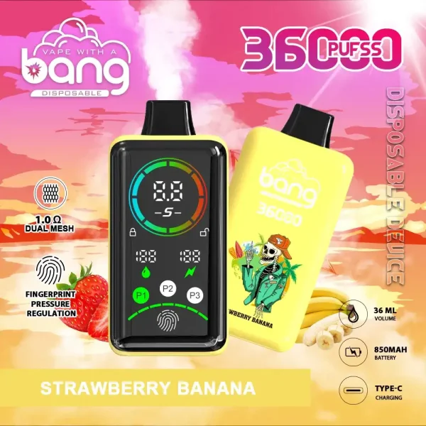 Bang 36K(36000) Puffs Advanced Fingerprint Full Screen 0% 2% 3% 5% Nicotine 36mL E-liquid Smart Full-Screen Display Disposable Vape