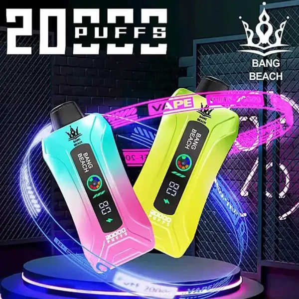 Bang Beach 20K(20000) Puffs LED Display Adjustable airflow 35 ml E-liquid 650mAh Battery 0% 2% 3% 5% Nicotine Disposable Vape