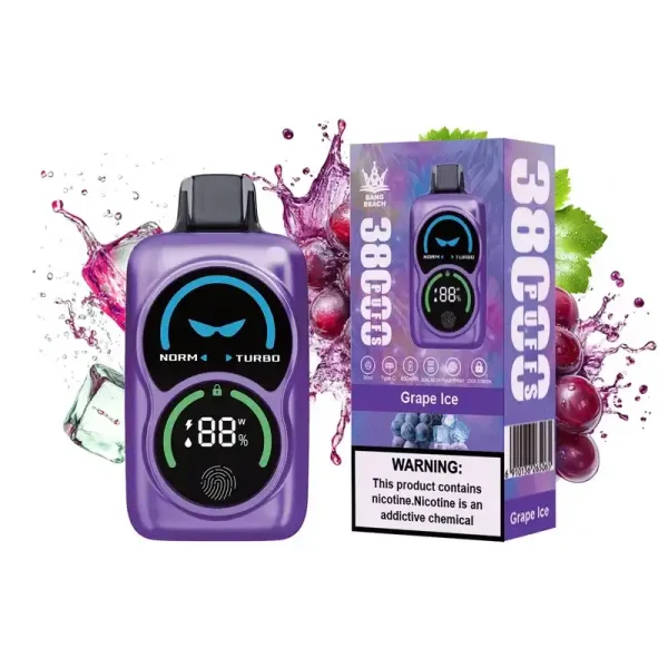 Bang Beach 38K(38000) Puffs Fingerprint LED Display 0% 2% 3% 5% Nicotine 38 ml E-liquid Disposable Vape