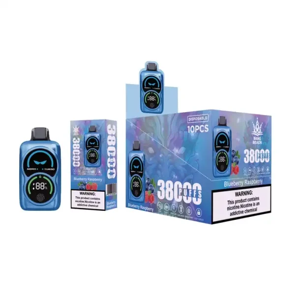 Bang Beach 38K(38000) Puffs Fingerprint LED Display 0% 2% 3% 5% Nicotine 38 ml E-liquid Disposable Vape