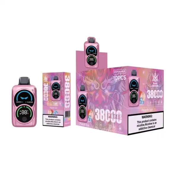 Bang Beach 38K(38000) Puffs Fingerprint LED Display 0% 2% 3% 5% Nicotine 38 ml E-liquid Disposable Vape