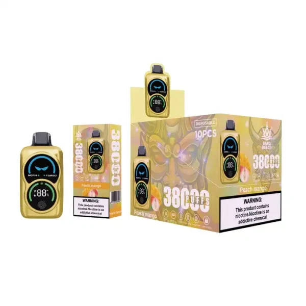 Bang Beach 38K(38000) Puffs Fingerprint LED Display 0% 2% 3% 5% Nicotine 38 ml E-liquid Disposable Vape