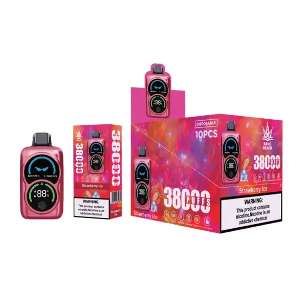 Bang Beach 38K(38000) Puffs Fingerprint LED Display 0% 2% 3% 5% Nicotine 38 ml E-liquid Disposable Vape