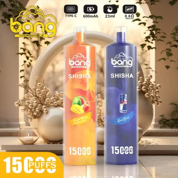 Bang SHISHA 15K(15000) Puffs 0% 2% 3% 5% Nicotine 600mAh Battery 23ml Oil Disposable Vape Pen
