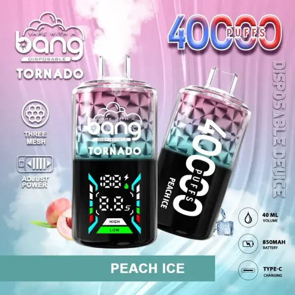Bang Tornado 40K (40000) Puffs Large Smoke DTL Smart LED Display 0% 2% 3% 5% Nicotine 40mL E-liquid Disposable Vape 9 Bang Tornado 40K(40000) Puffs Large Smoke DTL Smart LED Display 0% 2% 3% 5% Nicotine 40mL E-liquid Disposable Vape