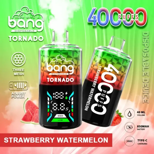 Bang Tornado 40K (40000) Puffs Large Smoke DTL Smart LED Display 0% 2% 3% 5% Nicotine 40mL E-liquid Disposable Vape 11 Bang Tornado 40K(40000) Puffs Large Smoke DTL Smart LED Display 0% 2% 3% 5% Nicotine 40mL E-liquid Disposable Vape