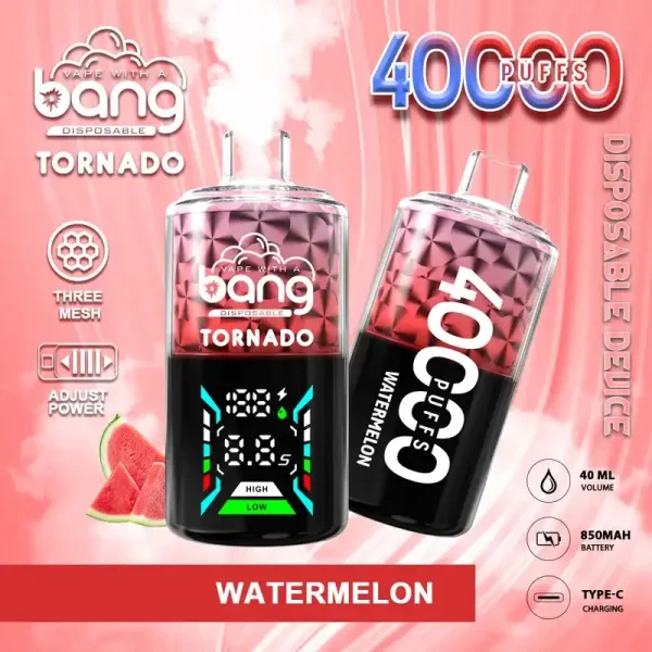 Bang Tornado 40K (40000) Puffs Large Smoke DTL Smart LED Display 0% 2% 3% 5% Nicotine 40mL E-liquid Disposable Vape 13 Bang Tornado 40K(40000) Puffs Large Smoke DTL Smart LED Display 0% 2% 3% 5% Nicotine 40mL E-liquid Disposable Vape