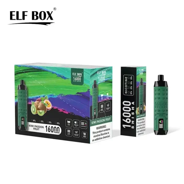 ELF BOX SHISHA 16000(16K) Puffs 28ml e-liquid 0% 2% 3% 5% Nicotine LED Display Type-C rechargeable Leather Disposable Vape Pen