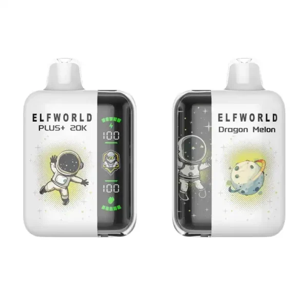 Elfworld PLUS 20000 Puffs nicotine strengths: 0%, 2%, 3%, and 5% LCD Screen Display 22ml e-liquid capacity Display Disposable Vape