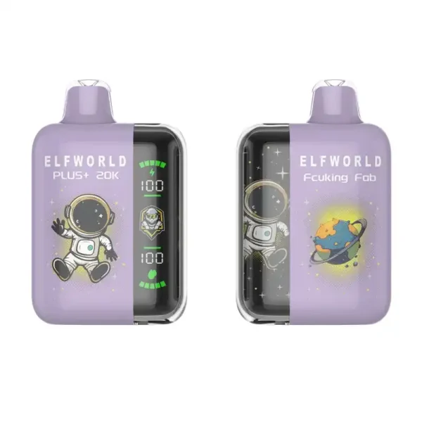 Elfworld PLUS 20000 Puffs nicotine strengths: 0%, 2%, 3%, and 5% LCD Screen Display 22ml e-liquid capacity Display Disposable Vape