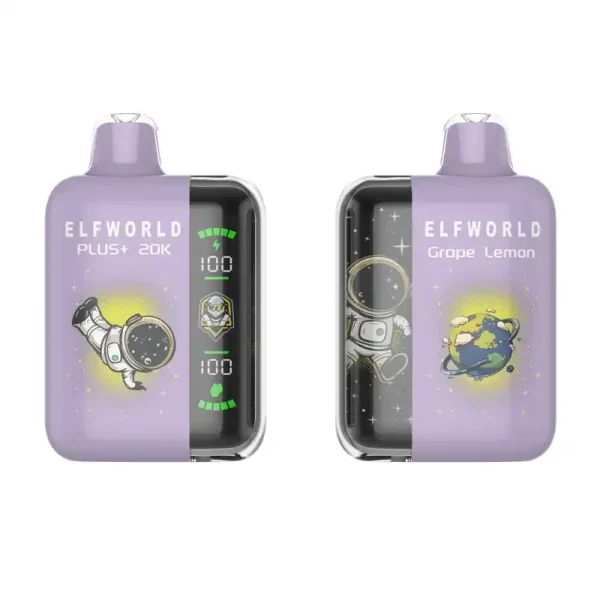 Elfworld PLUS 20000 Puffs nicotine strengths: 0%, 2%, 3%, and 5% LCD Screen Display 22ml e-liquid capacity Display Disposable Vape