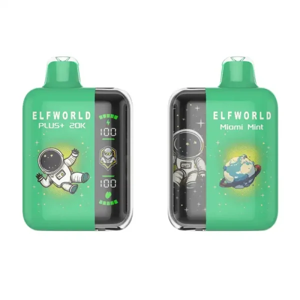 Elfworld PLUS 20000 Puffs nicotine strengths: 0%, 2%, 3%, and 5% LCD Screen Display 22ml e-liquid capacity Display Disposable Vape