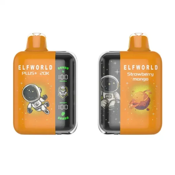 Elfworld PLUS 20000 Puffs nicotine strengths: 0%, 2%, 3%, and 5% LCD Screen Display 22ml e-liquid capacity Display Disposable Vape
