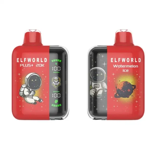 Elfworld PLUS 20000 Puffs nicotine strengths: 0%, 2%, 3%, and 5% LCD Screen Display 22ml e-liquid capacity Display Disposable Vape