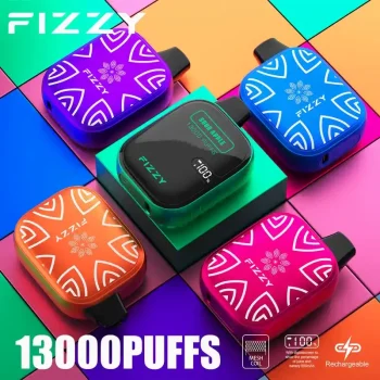 Fizzy Boom 13K (13000) Puffs 21ML E-liquid Mesh Coil LCD Screen 650mAh Rechargeable Battery 2 5% Nicotine Disposable Vape