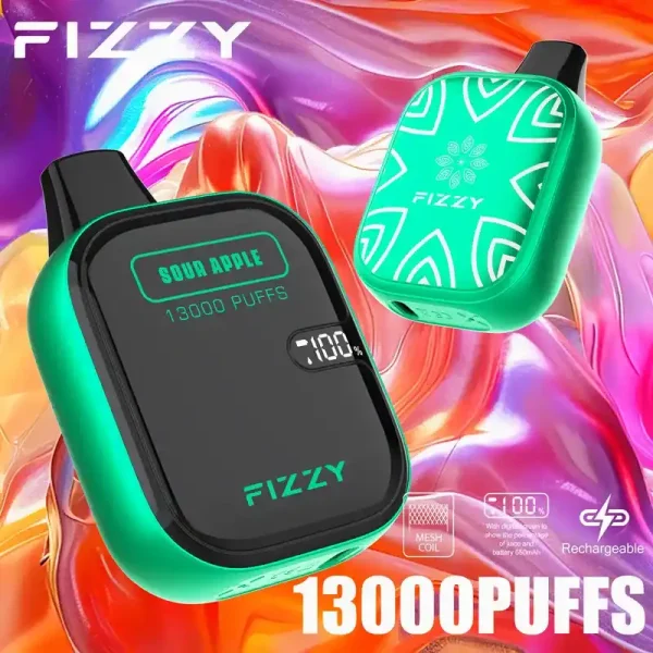 Fizzy Boom 13K (13000) Puffs 21ML E-liquid Mesh Coil LCD Screen 650mAh Rechargeable Battery 2 5% Nicotine Disposable Vape
