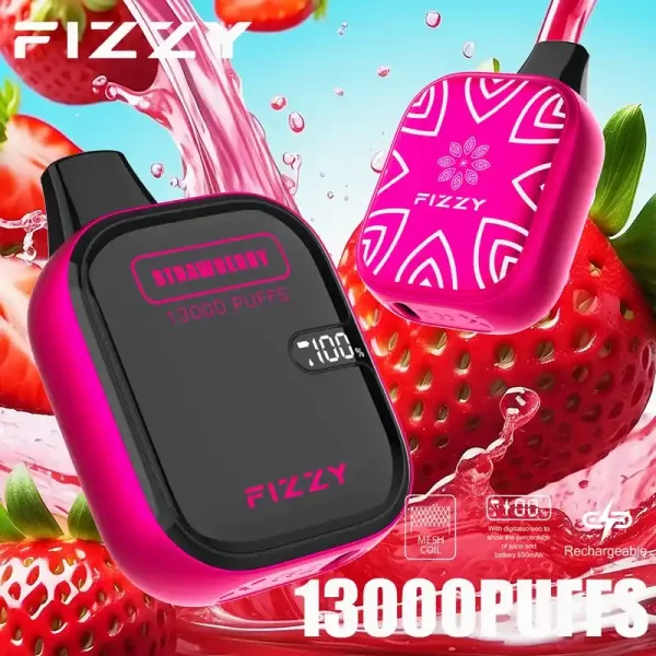 Fizzy Boom 13K (13000) Puffs 21ML E-liquid Mesh Coil LCD Screen 650mAh Rechargeable Battery 2 5% Nicotine Disposable Vape