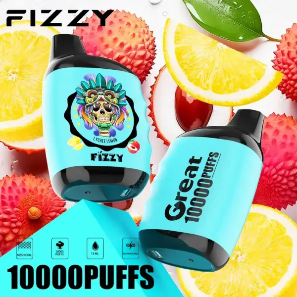 Fizzy Great 10K (10000) Puffs 18ML E-liquid Mesh Coil 650 mAh Battery 2% 5% Nicotine 10flavors Disposable Vape