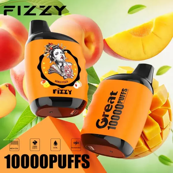 Fizzy Great 10K (10000) Puffs 18ML E-liquid Mesh Coil 650 mAh Battery 2% 5% Nicotine 10flavors Disposable Vape