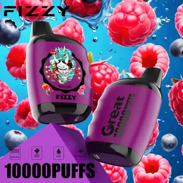 Fizzy Great 10K (10000) Puffs 18ML E-liquid Mesh Coil 650 mAh Battery 2% 5% Nicotine 10flavors Disposable Vape