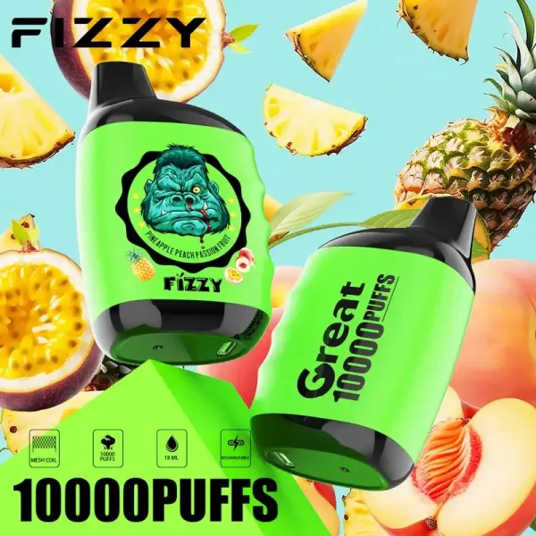 Fizzy Great 10K (10000) Puffs 18ML E-liquid Mesh Coil 650 mAh Battery 2% 5% Nicotine 10flavors Disposable Vape