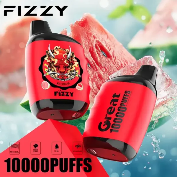 Fizzy Great 10K (10000) Puffs 18ML E-liquid Mesh Coil 650 mAh Battery 2% 5% Nicotine 10flavors Disposable Vape
