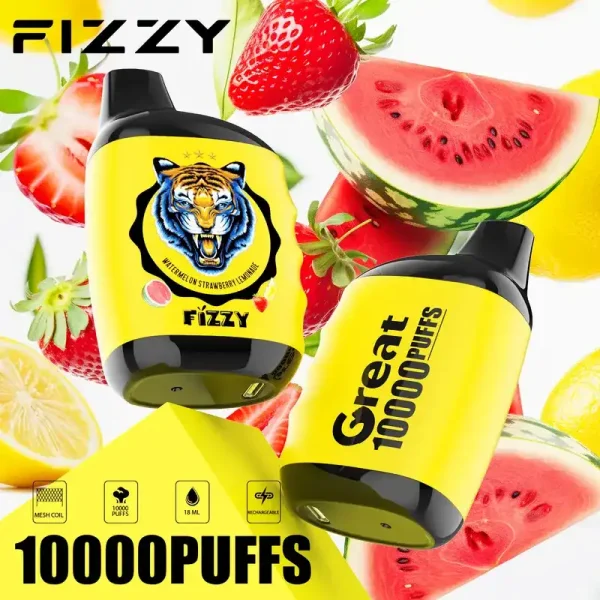 Fizzy Great 10K (10000) Puffs 18ML E-liquid Mesh Coil 650 mAh Battery 2% 5% Nicotine 10flavors Disposable Vape