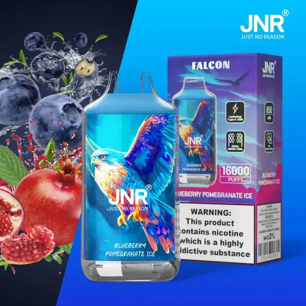 JNR Falcon Crystal 16K (16000) Puffs LED Display 2% 5% Nicotine 22ml E-liquid 850mAh Rechargeable Battery Disposable Vape