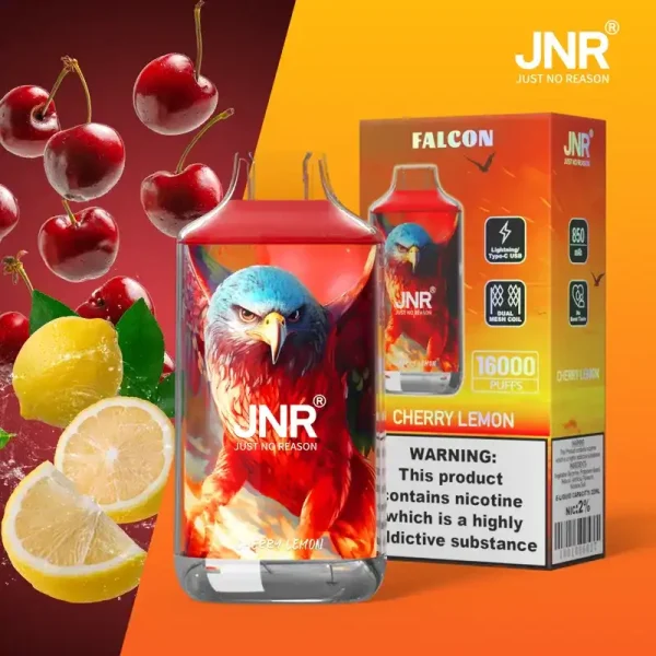 JNR Falcon Crystal 16K (16000) Puffs LED Display 2% 5% Nicotine 22ml E-liquid 850mAh Rechargeable Battery Disposable Vape