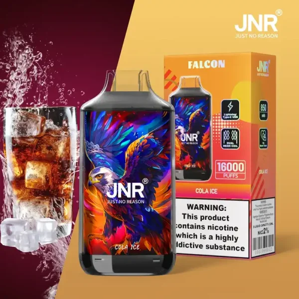 JNR Falcon Crystal 16K (16000) Puffs LED Display 2% 5% Nicotine 22ml E-liquid 850mAh Rechargeable Battery Disposable Vape