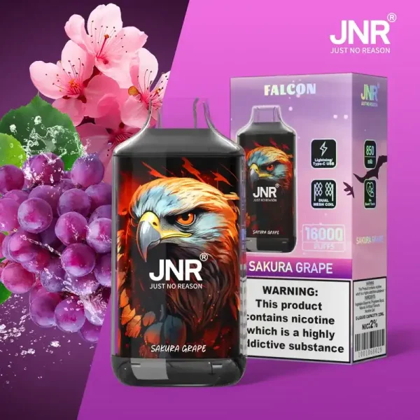 JNR Falcon Crystal 16K (16000) Puffs LED Display 2% 5% Nicotine 22ml E-liquid 850mAh Rechargeable Battery Disposable Vape