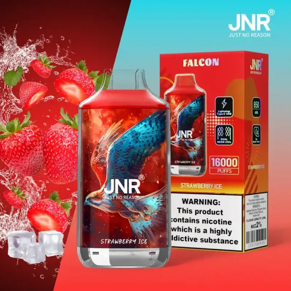 JNR Falcon Crystal 16K (16000) Puffs LED Display 2% 5% Nicotine 22ml E-liquid 850mAh Rechargeable Battery Disposable Vape
