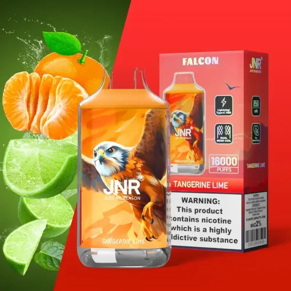 JNR Falcon Crystal 16K (16000) Puffs LED Display 2% 5% Nicotine 22ml E-liquid 850mAh Rechargeable Battery Disposable Vape