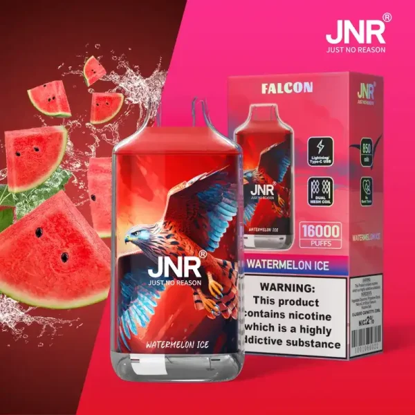 JNR Falcon Crystal 16K (16000) Puffs LED Display 2% 5% Nicotine 22ml E-liquid 850mAh Rechargeable Battery Disposable Vape