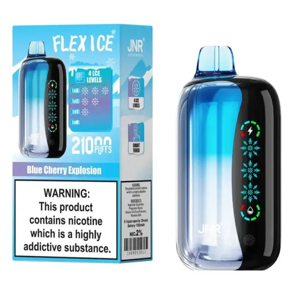 JNR Flex Ice 21K (21000) Puffs 0% 2% 5% Nicotine 26ml E-liquid 1000mAh Rechargeable Battery LED Display Disposable Vape 10 JNR Flex Ice 21K (21000) Puffs 0% 2% 5% Nicotine 26ml E-liquid 1000mAh Rechargeable Battery LED Display Disposable Vape