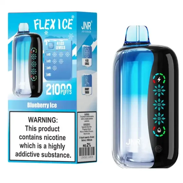 JNR Flex Ice 21K (21000) Puffs 0% 2% 5% Nicotine 26ml E-liquid 1000mAh Rechargeable Battery LED Display Disposable Vape 11 JNR Flex Ice 21K (21000) Puffs 0% 2% 5% Nicotine 26ml E-liquid 1000mAh Rechargeable Battery LED Display Disposable Vape
