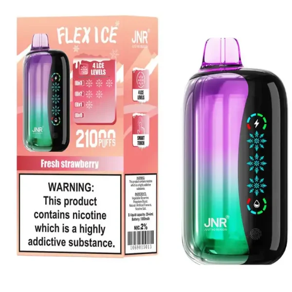 JNR Flex Ice 21K (21000) Puffs 0% 2% 5% Nicotine 26ml E-liquid 1000mAh Rechargeable Battery LED Display Disposable Vape 6 JNR Flex Ice 21K (21000) Puffs 0% 2% 5% Nicotine 26ml E-liquid 1000mAh Rechargeable Battery LED Display Disposable Vape