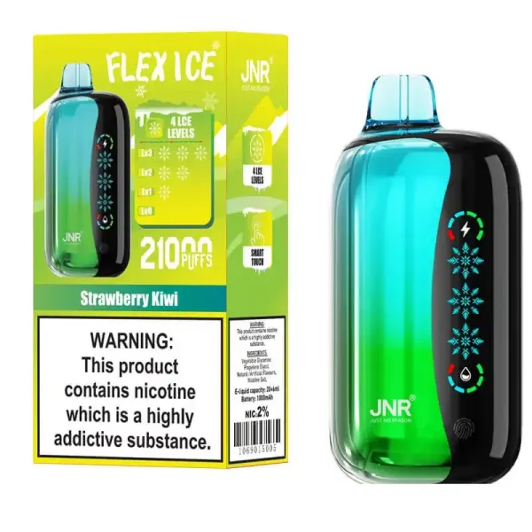 JNR Flex Ice 21K (21000) Puffs 0% 2% 5% Nicotine 26ml E-liquid 1000mAh Rechargeable Battery LED Display Disposable Vape 4 JNR Flex Ice 21K (21000) Puffs 0% 2% 5% Nicotine 26ml E-liquid 1000mAh Rechargeable Battery LED Display Disposable Vape