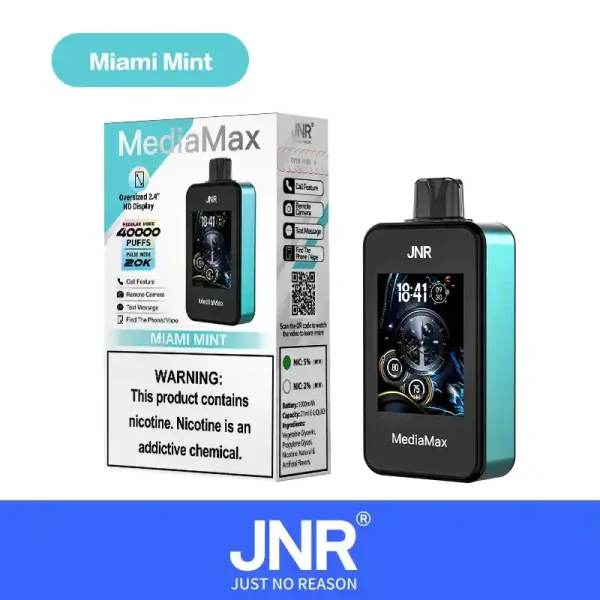 JNR Media Max 40K (40000) Puffs 2.4-Inch Large Screen And Phone Function 5% Nicotine 21mL E-liquid Disposable Vape