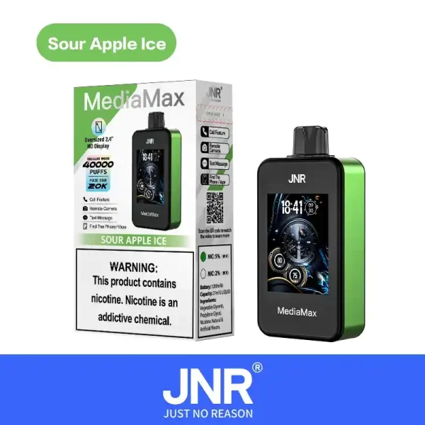 JNR Media Max 40K (40000) Puffs 2.4-Inch Large Screen And Phone Function 5% Nicotine 21mL E-liquid Disposable Vape