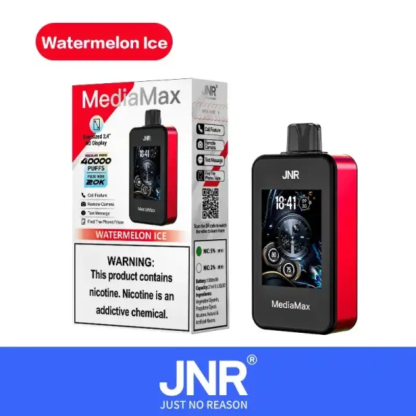 JNR Media Max 40K (40000) Puffs 2.4-Inch Large Screen And Phone Function 5% Nicotine 21mL E-liquid Disposable Vape