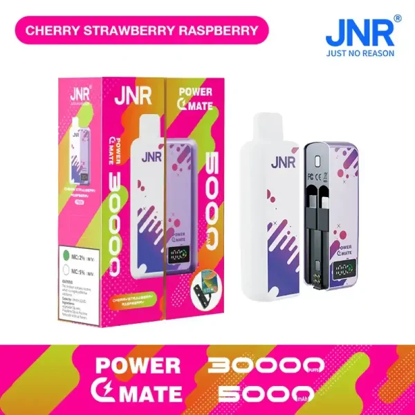 JNR Power Mate 30K (30000) Puffs 30ML E-liquid Smart LCD Screen 2% 5% Nicotine 5000mAh Power Bank Battery Disposable Vape