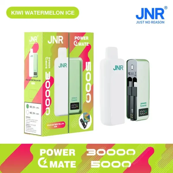 JNR Power Mate 30K (30000) Puffs 30ML E-liquid Smart LCD Screen 2% 5% Nicotine 5000mAh Power Bank Battery Disposable Vape