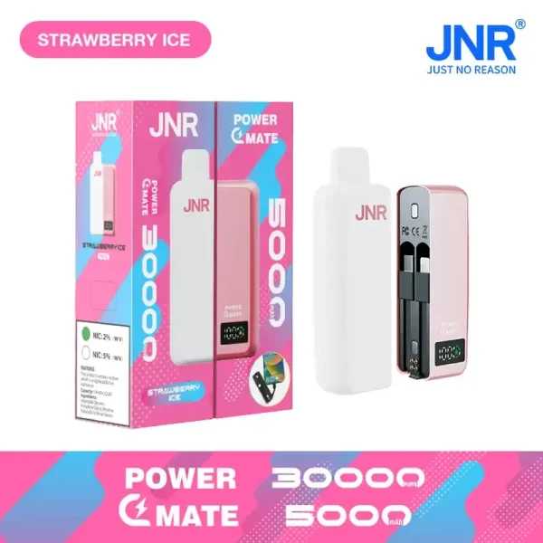 JNR Power Mate 30K (30000) Puffs 30ML E-liquid Smart LCD Screen 2% 5% Nicotine 5000mAh Power Bank Battery Disposable Vape